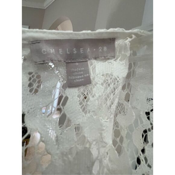 NEW Chelsea 28 White Lace & Chiffon Sleeveless Midi Dress - Size Small - NWT - Picture 5 of 6